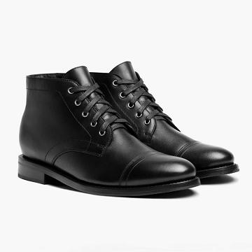 Thursday Boots Cadet Leder Schnürstiefel Herren Schwarz | AT66NWY