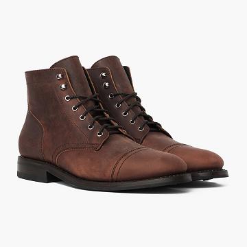 Thursday Boots Captain Leder Arizona Wildleder Schnürstiefel Herren Braun | AT76GSO