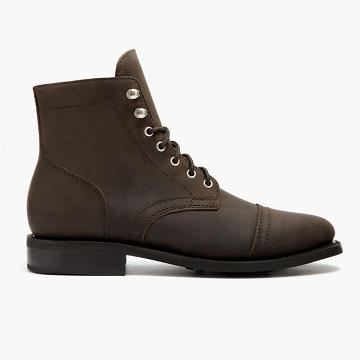 Thursday Boots Captain Leder Klassische Schnürstiefel Damen Braun | AT407CTV