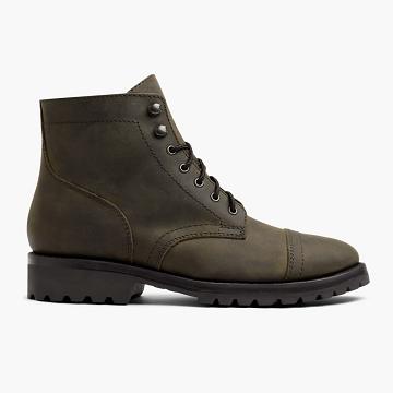 Thursday Boots Captain Leder Rugged & Resilient Stiefel Herren Olivgrün | AT143MQZ