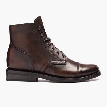 Thursday Boots Captain Leder Rugged & Resilient Schnürstiefel Damen Kaffee | AT409ZUT