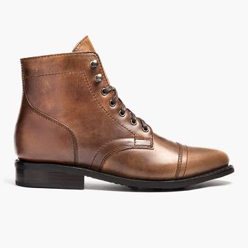 Thursday Boots Captain Leder Rugged & Resilient Schnürstiefel Damen Schwarz Kaffee | AT410LIS