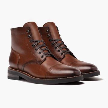 Thursday Boots Captain Leder Rugged & Resilient Schnürstiefel Herren Kaffee | AT81PJJ