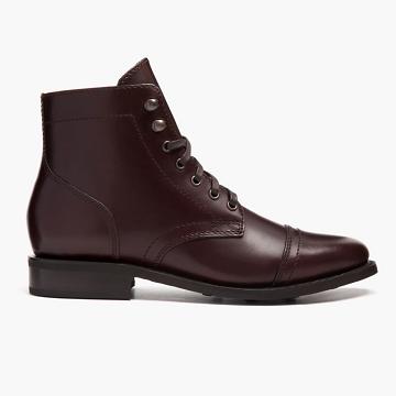 Thursday Boots Captain Leder Schnürstiefel Damen Kaffee | AT423YXF