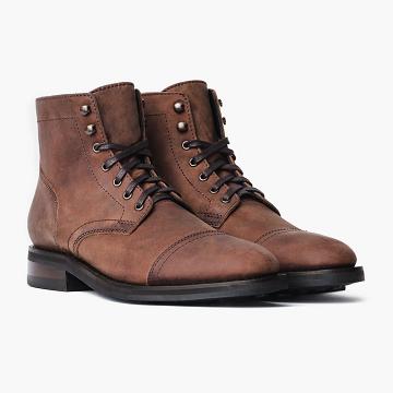 Thursday Boots Captain Leder Schnürstiefel Herren Kaffee | AT72LIS