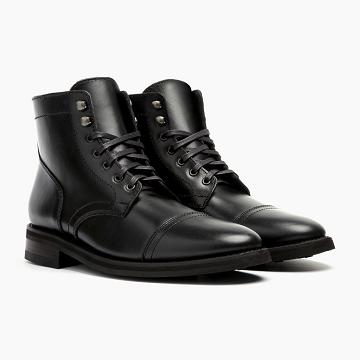 Thursday Boots Captain Leder Schnürstiefel Herren Schwarz | AT75HAP