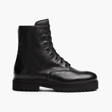 Thursday Boots Combat Leder Schnürstiefel Damen Schwarz | AT344UZG