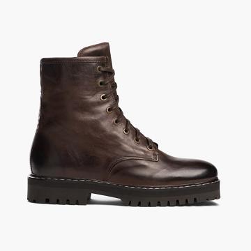 Thursday Boots Combat Leder Schnürstiefel Damen Braun | AT411KOR