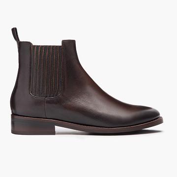 Thursday Boots Dreamer Leder Chelsea Boots Damen Schwarz Kaffee | AT185PJJ