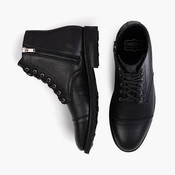 Thursday Boots Major Leder Schnürstiefel Herren Schwarz | AT102GSO