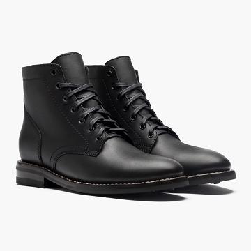 Thursday Boots President Leder Schnürstiefel Herren Schwarz | AT109ILH