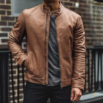 Thursday Boots Racer Leder Jacke Herren Braun | AT269RVD