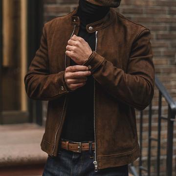Thursday Boots Racer Leder Jacke Herren Kaffee | AT270EBC