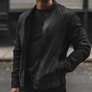 Thursday Boots Racer Leder Klassische Jacke Herren Schwarz | AT272QMA